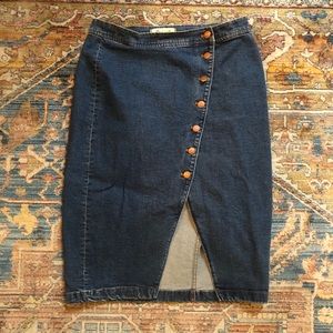Madewell - asymmetrical button denim skirt